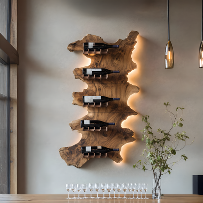 Mid Century Wooden Wine Rack For Bar Decor And Wine Storage