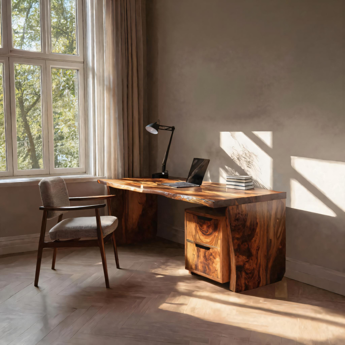 Mid Century Desk Corner Work Desk For Study Area
