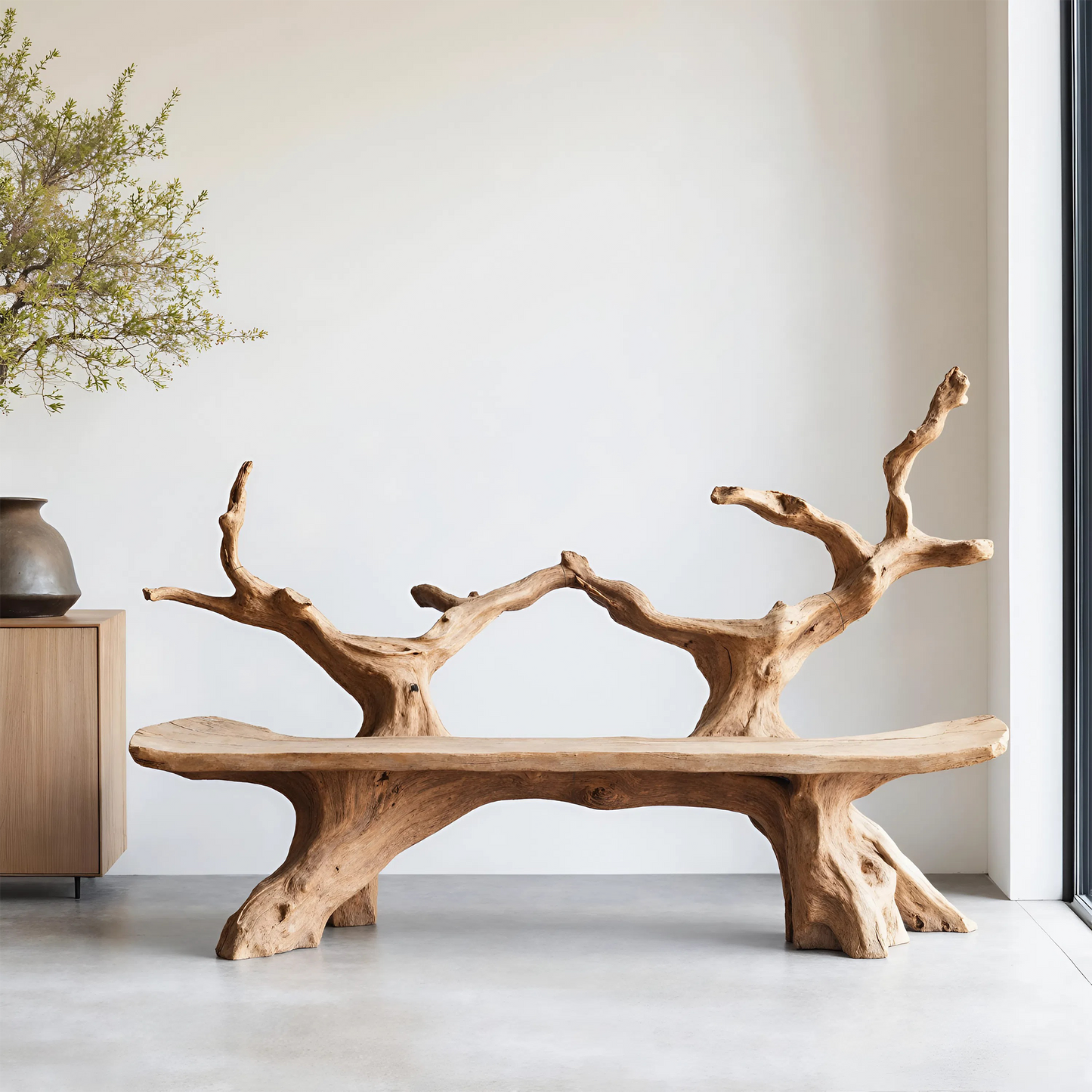 Mid Century Live Edge Bench For Elegant Patio