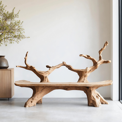 Mid Century Live Edge Bench For Elegant Patio