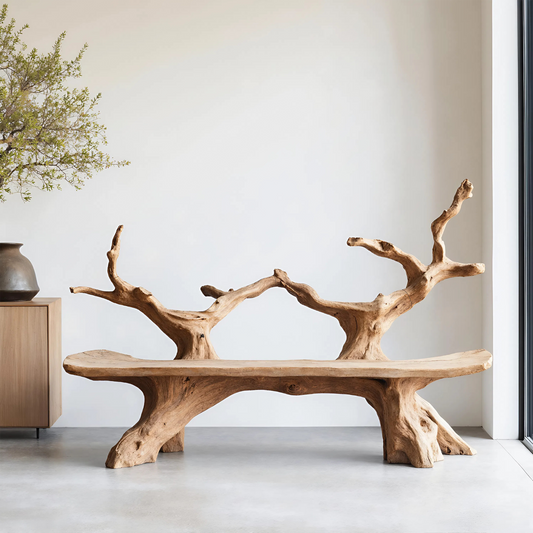 Mid Century Live Edge Bench For Elegant Patio