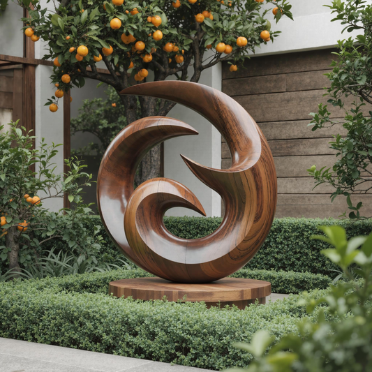 Farmhouse Abstract Wooden Sculpture For Living Room