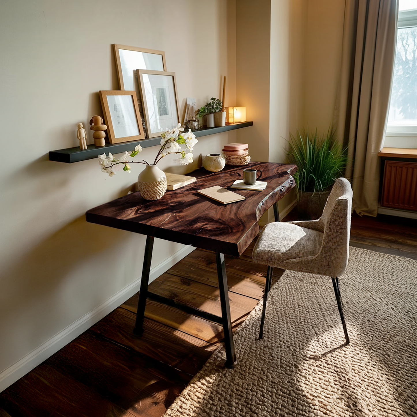 Mid Century Solid Wood Desk For Minimalist Decor