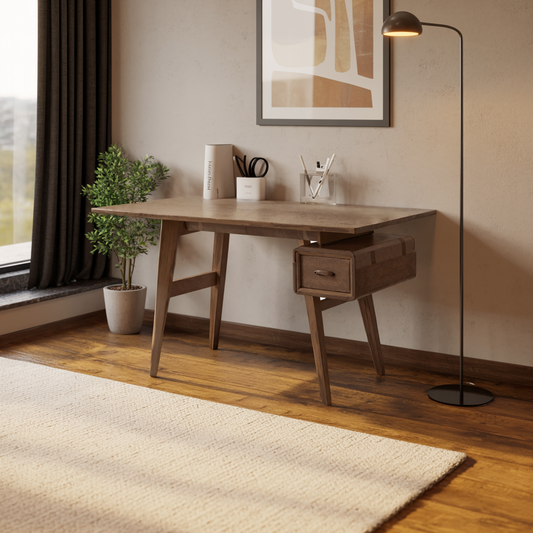Mid-Century Desk With Drawer For Home Office Space