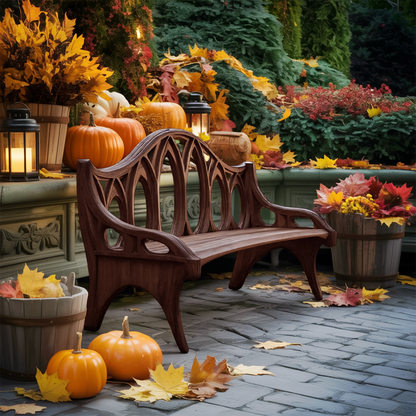 Farmhouse Solid Wood Halloween Bench For Outdoor Porch Design