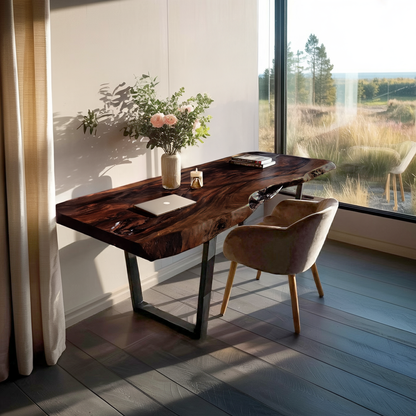 Modern Wooden Live Edge Desk For Small Spaces
