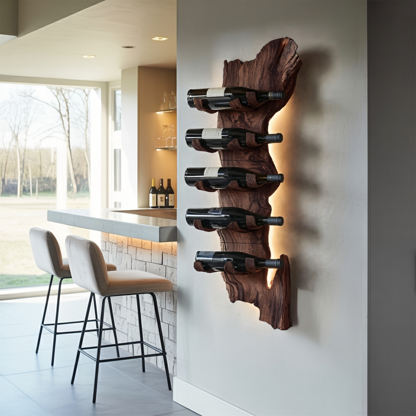 Farmhouse Solid Wood Wine Rack For Rustic Entryway Design