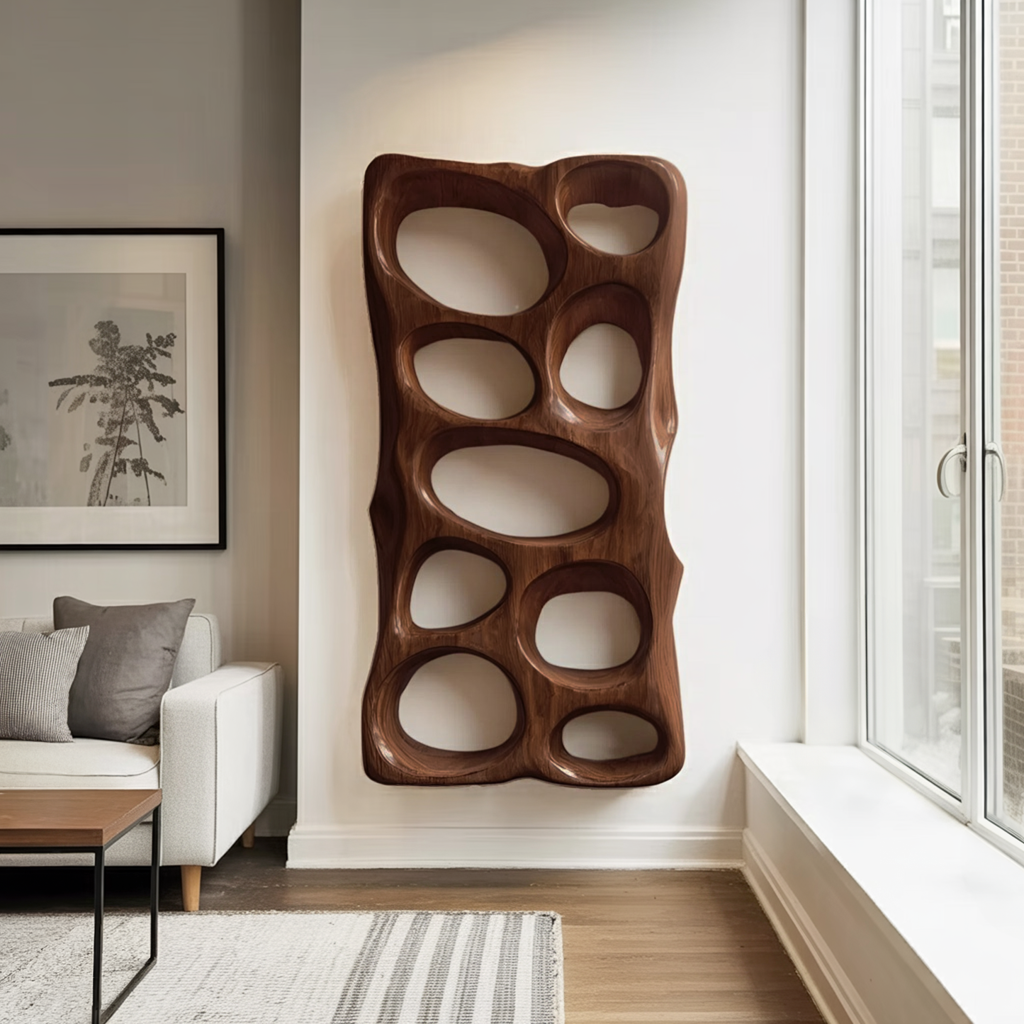 Modern Sculptural Vertical Wall Art For Living Room Decor