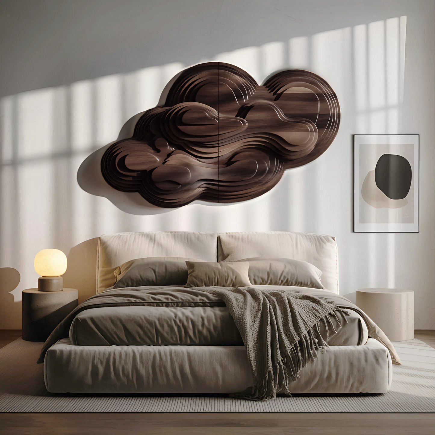 Abstract Cloud Wall Sculpture With Layered Design For Bedroom