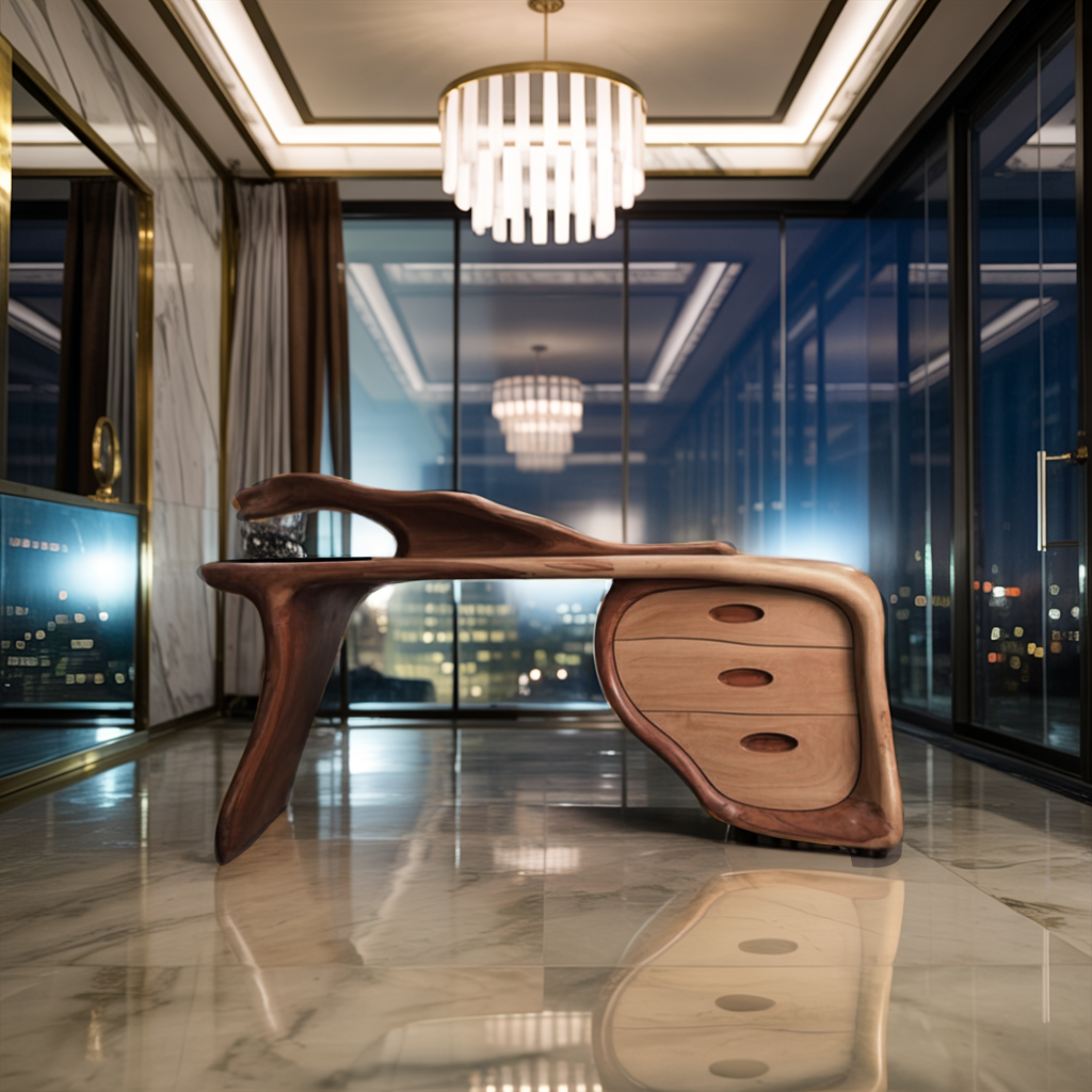 Modern Sculptural Desk With Drawers For Home Office And Studio Workspace