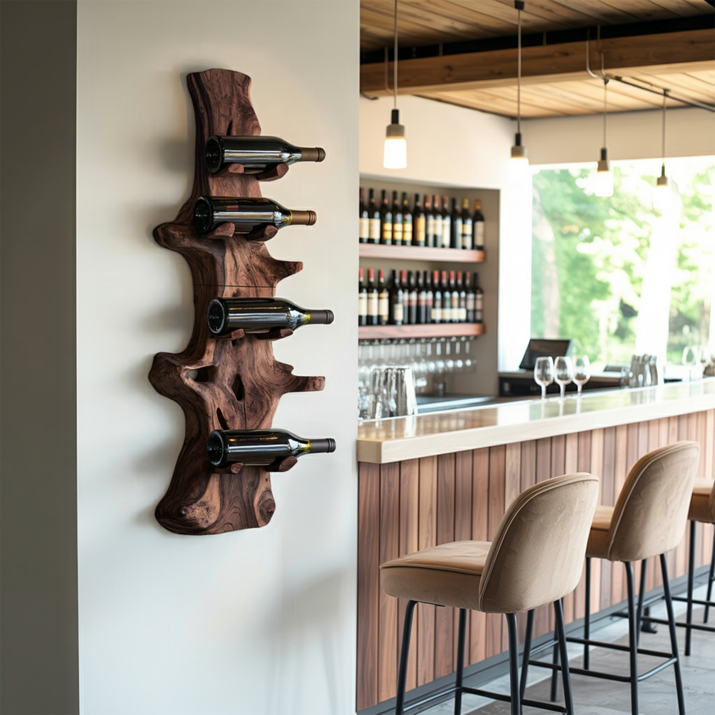 Handcrafted Live Edge Wine Holder For Modern Furniture Decor