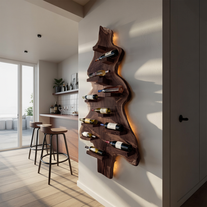 Mid Century Solid Wood Wine Rack For Entryway Furniture Style