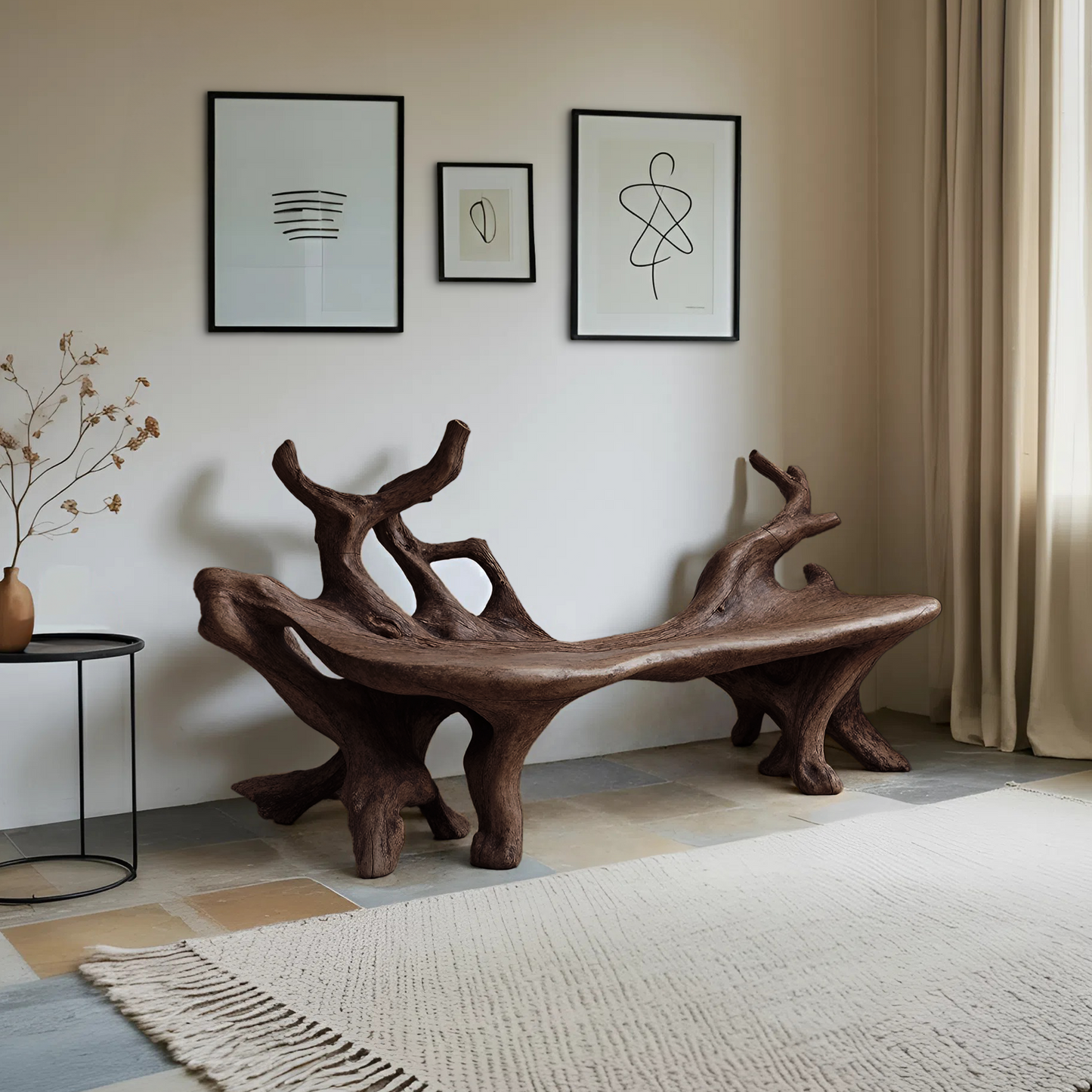 Farmhouse Wooden Bench For Cozy Living Room Accents