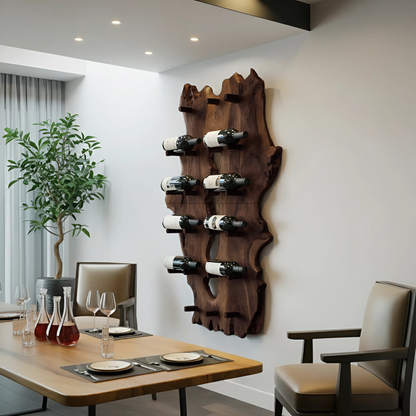 Mid Century Live Edge Wine Holder For Elegant Entryway Decor