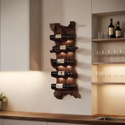 Modern Wooden Live Edge Wine Holder For Entryway Furniture