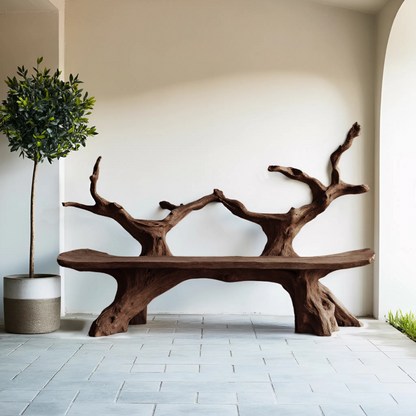 Mid Century Live Edge Bench For Elegant Patio