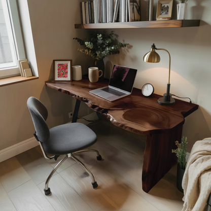 Rustic Office Desk With Live Edge Design For Home Workspace