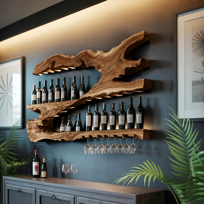 Mid Century Wine Holder For Kitchen Minimalist Shelf