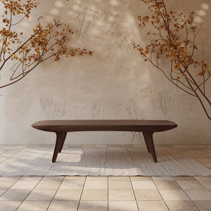 Curved Minimalist Organic Bench For Entryway Bedroom And Living Room