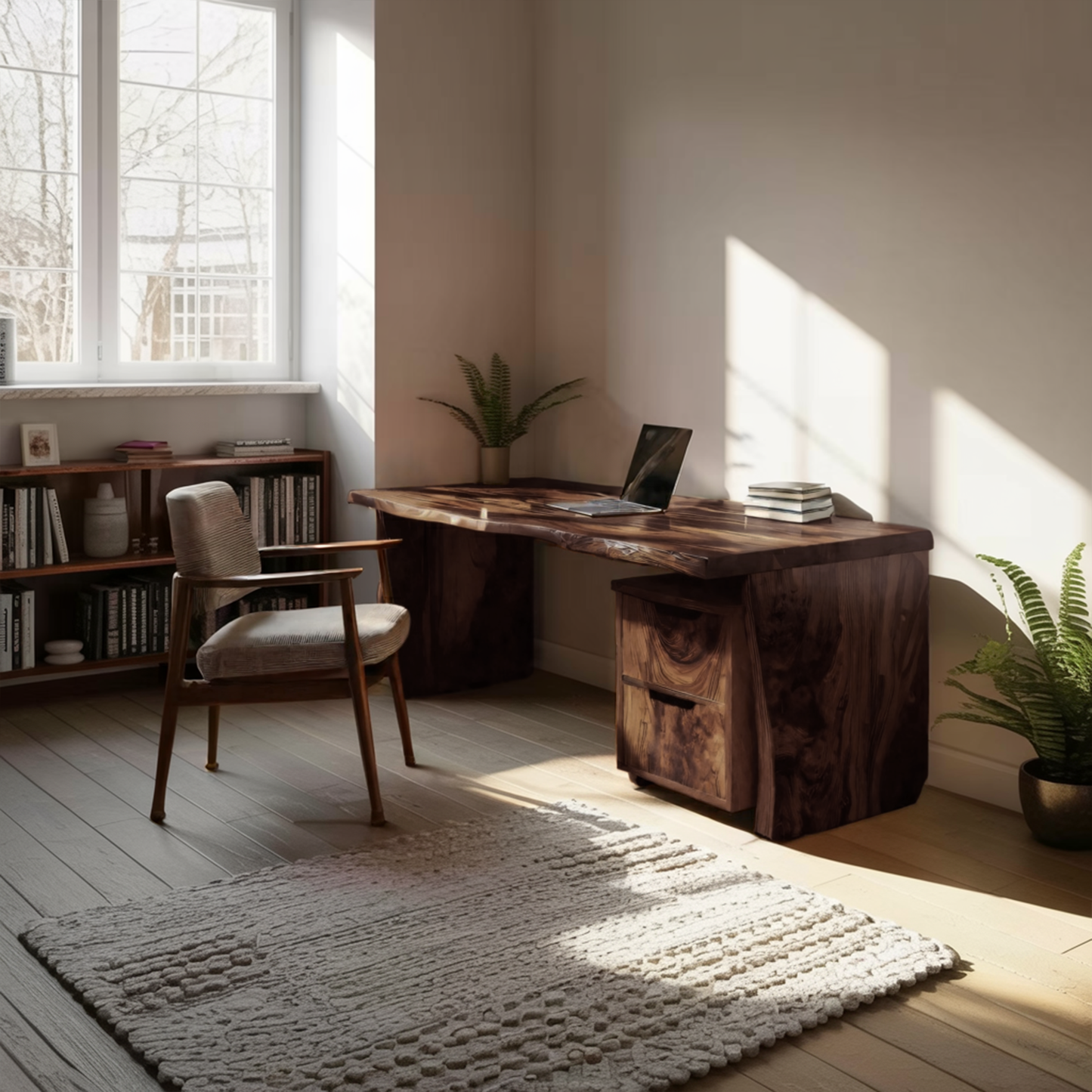 Mid Century Desk Corner Work Desk For Study Area