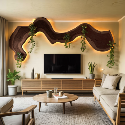 Rustic Sculptural Wall Art For Living Room Above TV