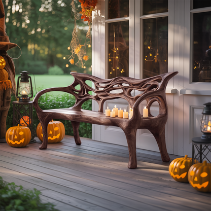 Mid Century Solid Wood Halloween Bench For Outdoor Design